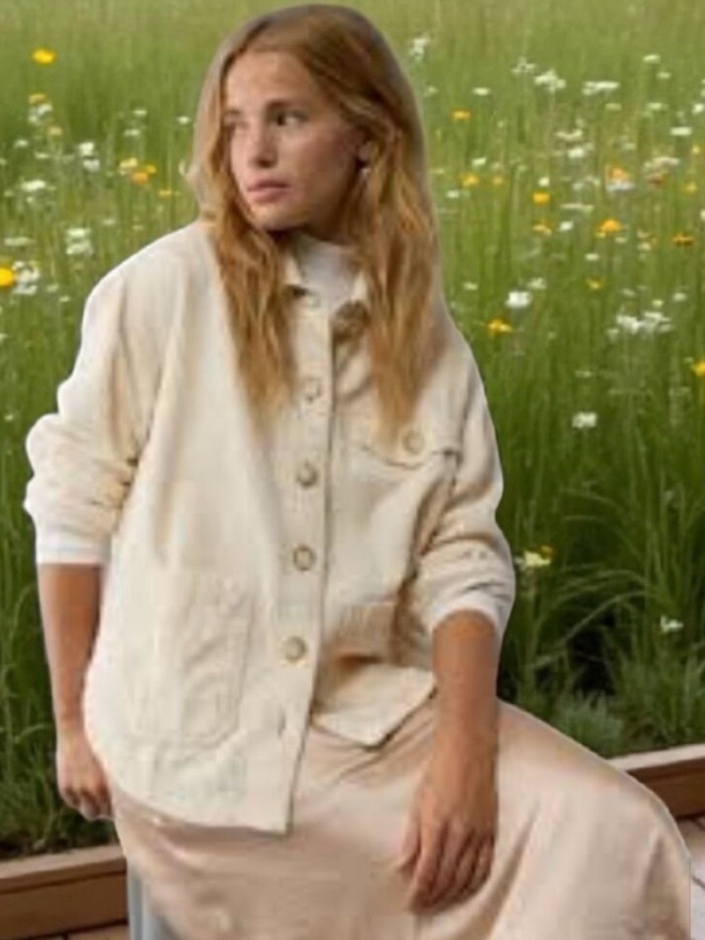 American Eagle Outfitters Cream Corduroy Shacket